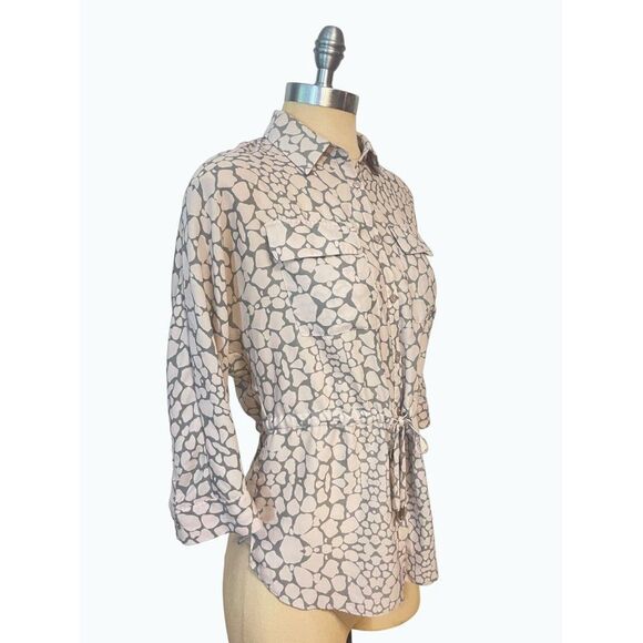Armani Exchange Gray Mauve Giraffe print Waist Tie Tunic Top XS - Picture 2 of 5